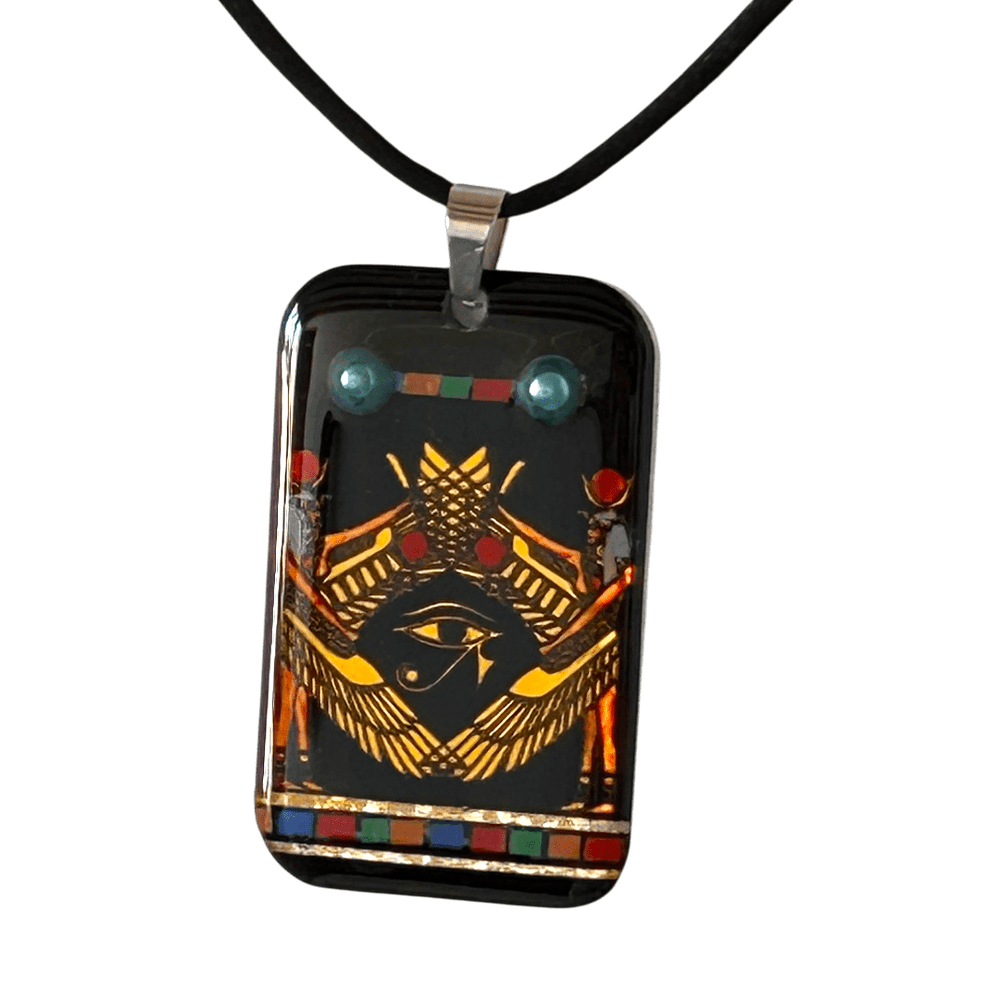 Pendente egizio Occhio di Horus - dipinto a mano - Talismano di Protezione | Personalizzato con Incisione rjthw8-is