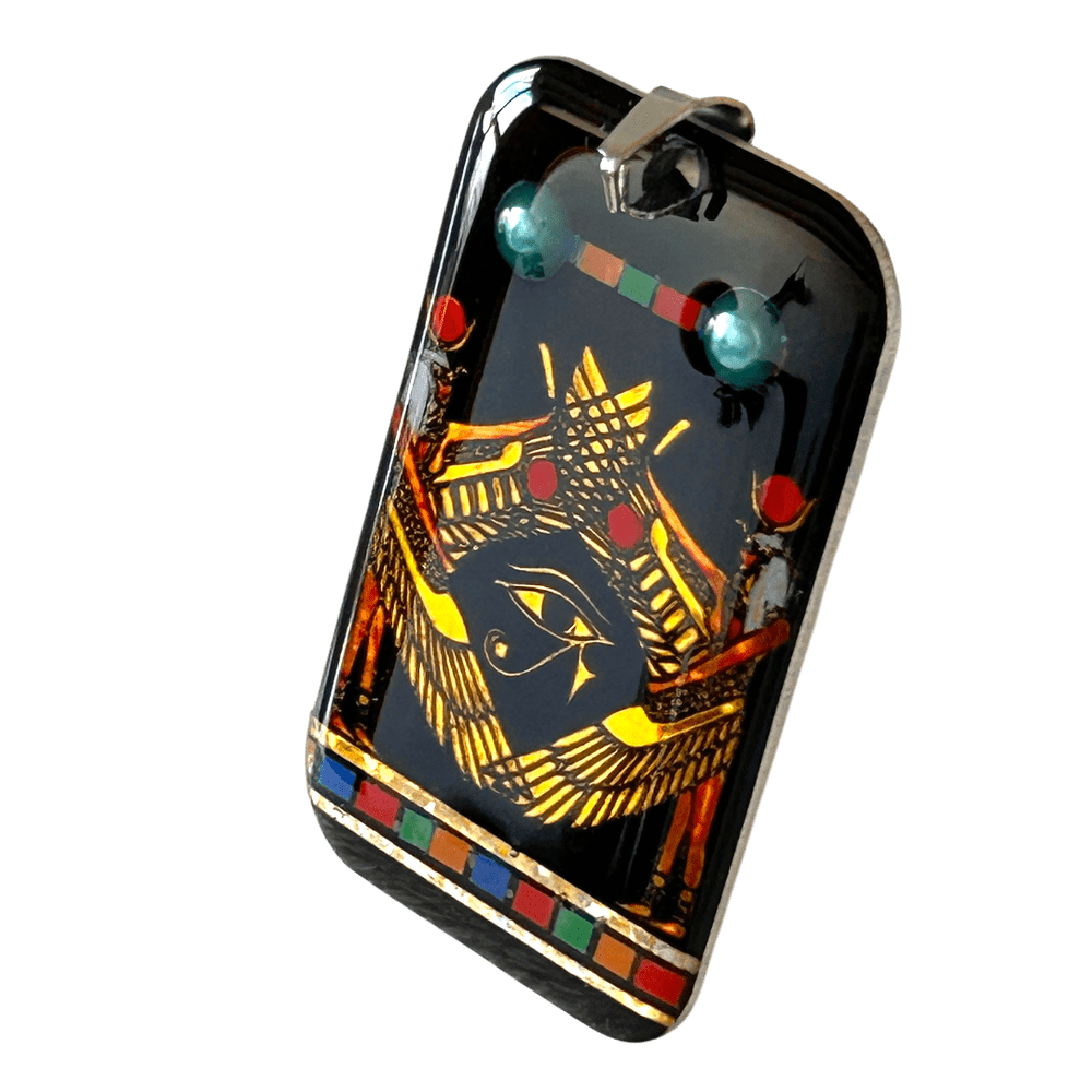 Pendente egizio Occhio di Horus - dipinto a mano - Talismano di Protezione | Personalizzato con Incisione rjthw8-is