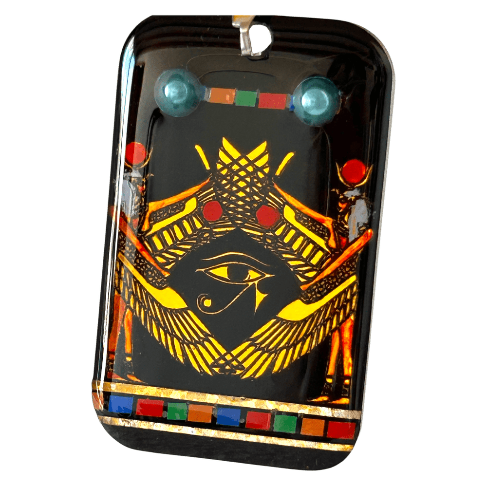 Pendente egizio Occhio di Horus - dipinto a mano - Talismano di Protezione | Personalizzato con Incisione rjthw8-is