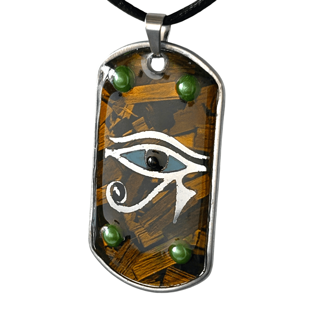 Occhio di Horus con perle verdi - con incisione personalizzata - amuleto di protezione energetico rjthw8-is