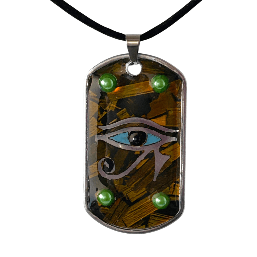 Occhio di Horus con perle verdi - con incisione personalizzata - amuleto di protezione energetico rjthw8-is