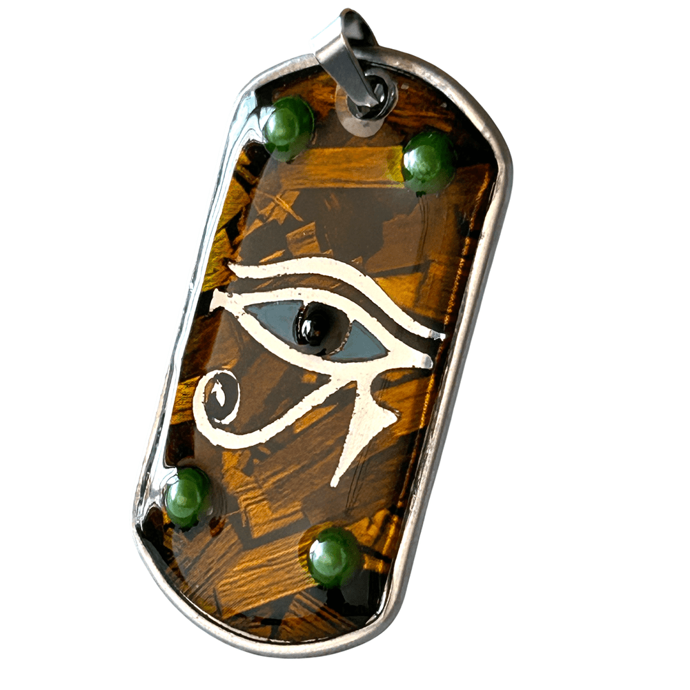 Occhio di Horus con perle verdi - con incisione personalizzata - amuleto di protezione energetico rjthw8-is