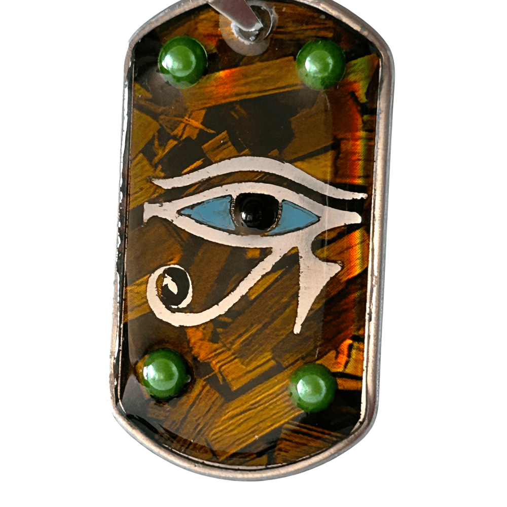 Occhio di Horus con perle verdi - con incisione personalizzata - amuleto di protezione energetico rjthw8-is