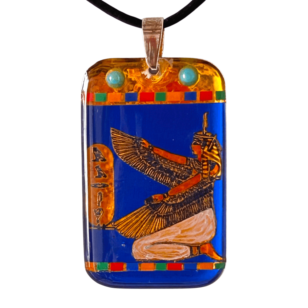 Pendente egizio Iside Alata con nome in geroglifico - dipinto a mano - Talismano di protezione personalizzato rjthw8-is