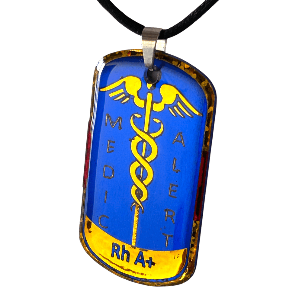 Pendente Medic Alert - Gruppo Sanguigno Rh A+ | Artigianale rjthw8-is