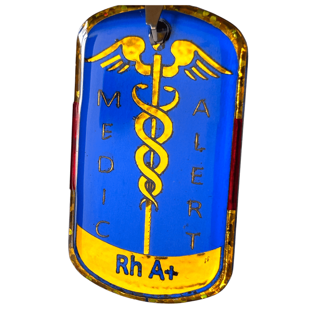 Pendente Medic Alert - Gruppo Sanguigno Rh A+ | Artigianale rjthw8-is