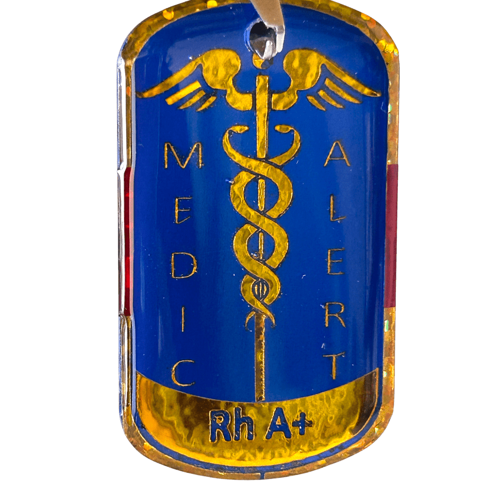 Pendente Medic Alert - Gruppo Sanguigno Rh A+ | Artigianale rjthw8-is