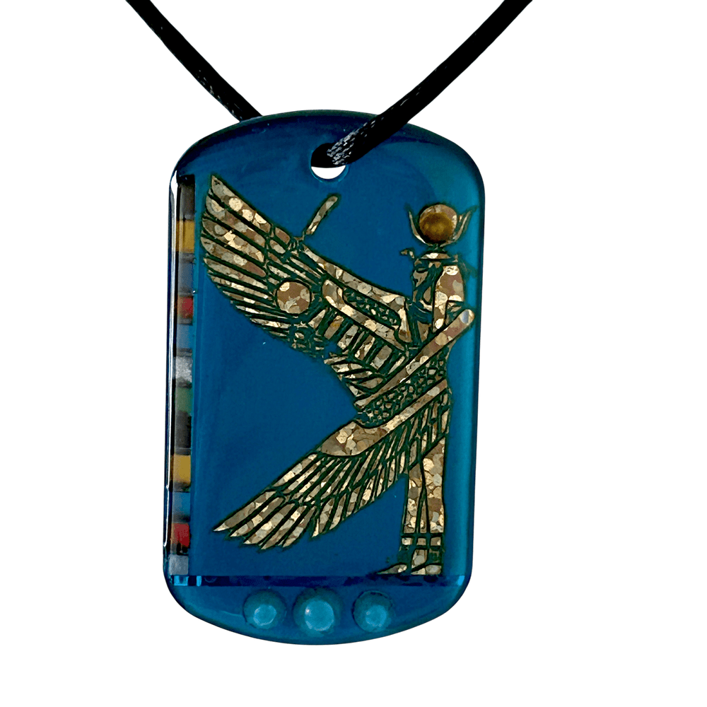 Pendente Egizio Iside Alata con disco solare - Linea "Blue Nile" - talismano di Protezione rjthw8-is