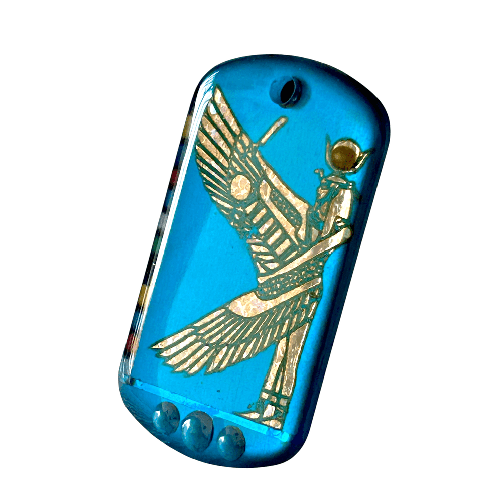 Pendente Egizio Iside Alata con disco solare - Linea "Blue Nile" - talismano di Protezione rjthw8-is