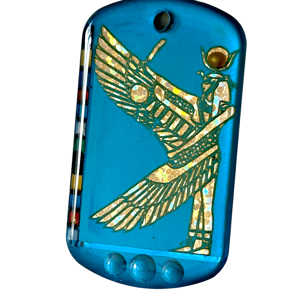 Pendente Egizio Iside Alata con disco solare - Linea "Blue Nile" - talismano di Protezione rjthw8-is