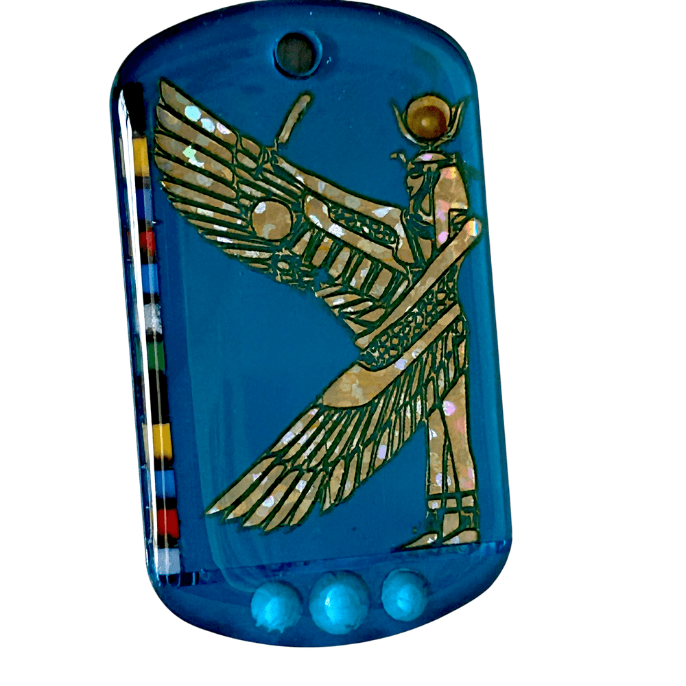 Pendente Egizio Iside Alata con disco solare - Linea "Blue Nile" - talismano di Protezione rjthw8-is