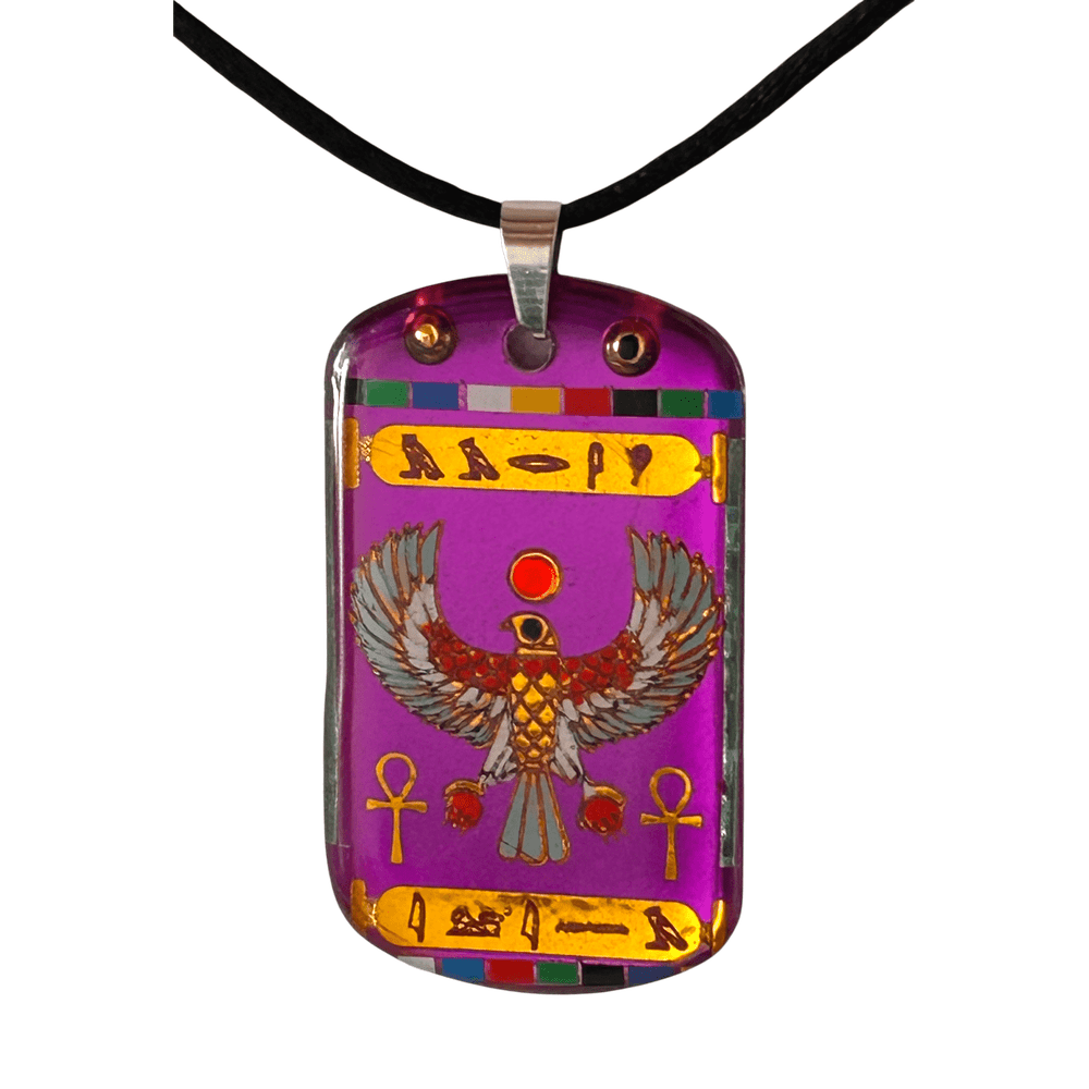 Pendente egizio Falco di Horus con cartiglio geroglifico - Talismano di Protezione rjthw8-is