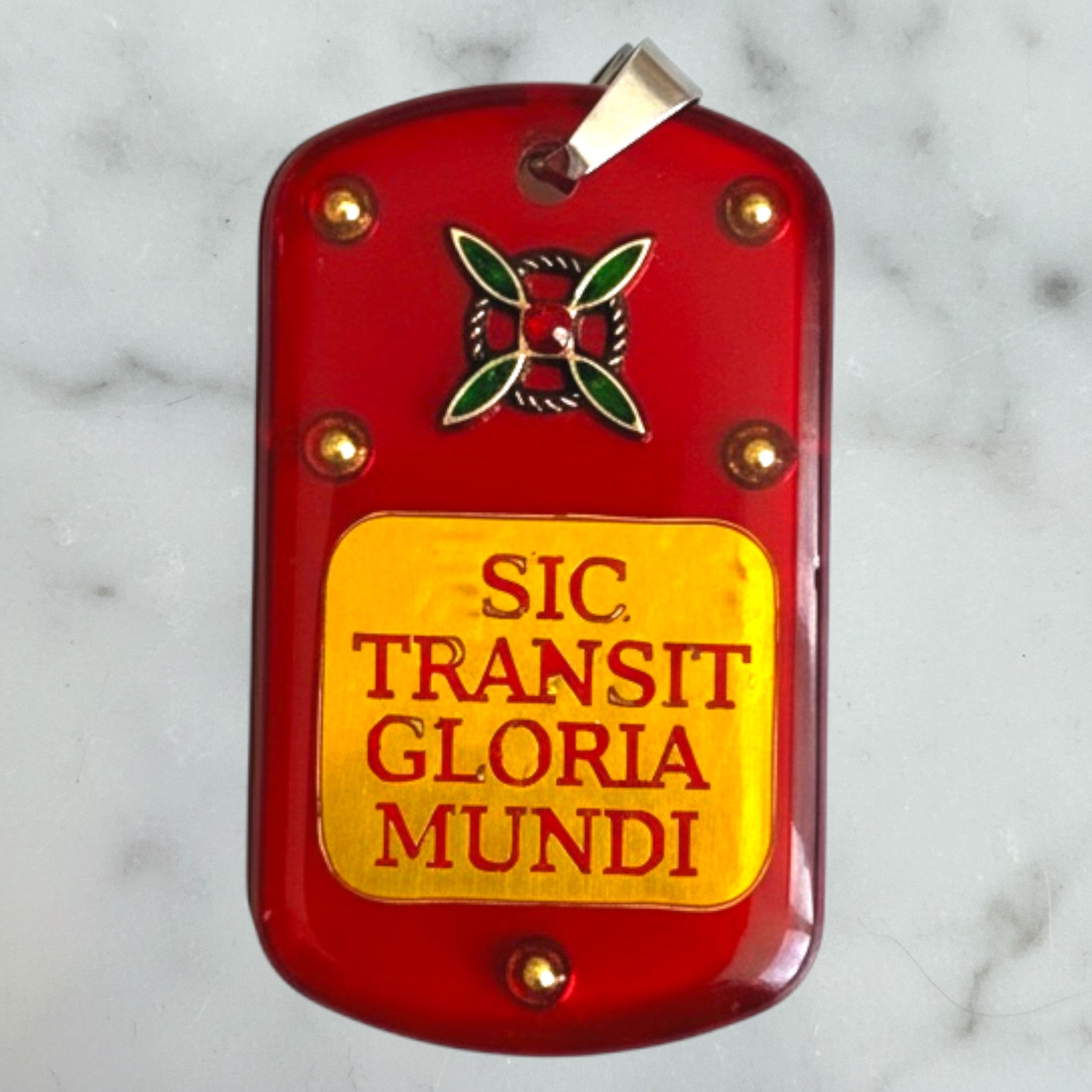 Sic Transit Gloria Mundi - Pendente con la tua dedica personalizzata e motto latino