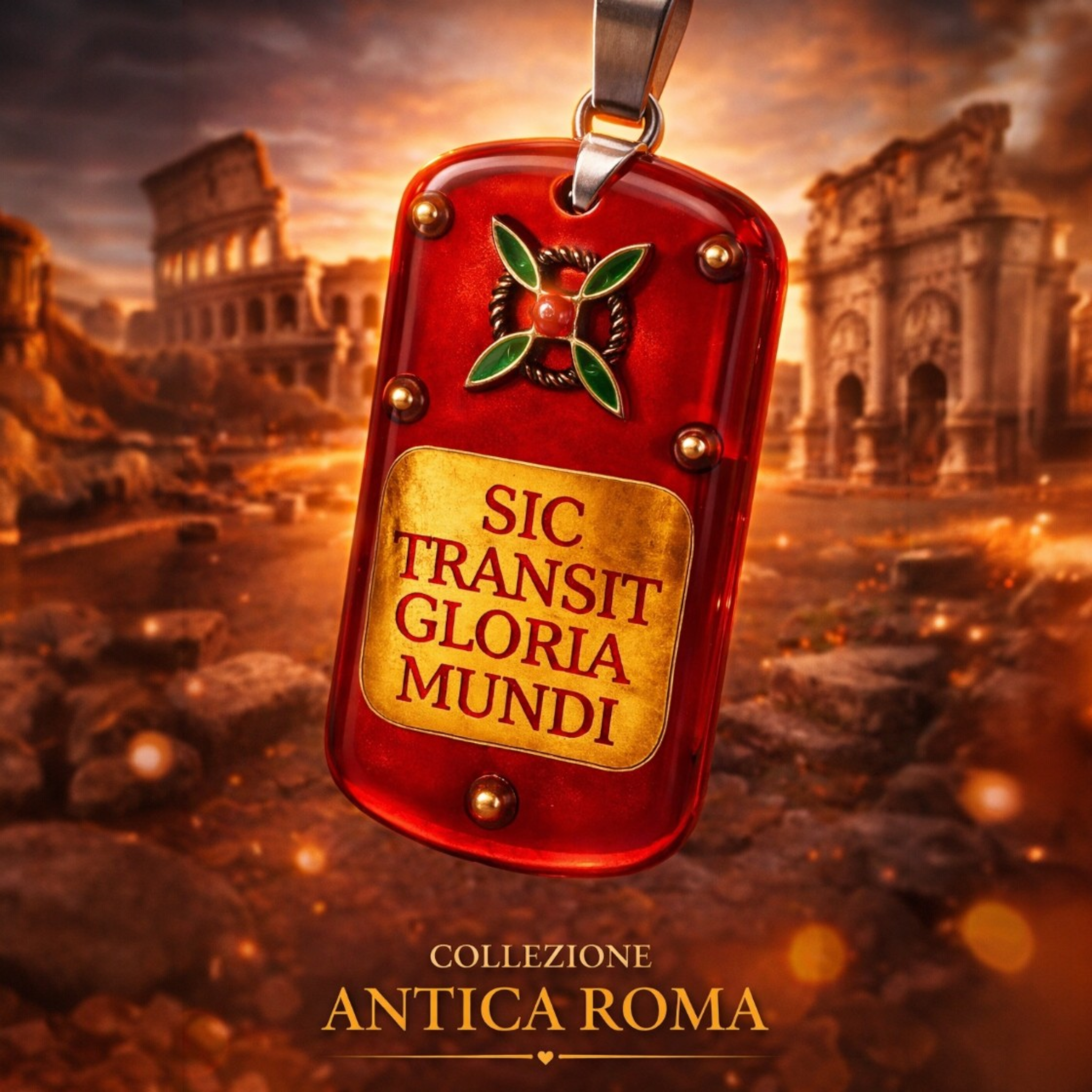 Sic Transit Gloria Mundi - Pendente con la tua dedica personalizzata e motto latino