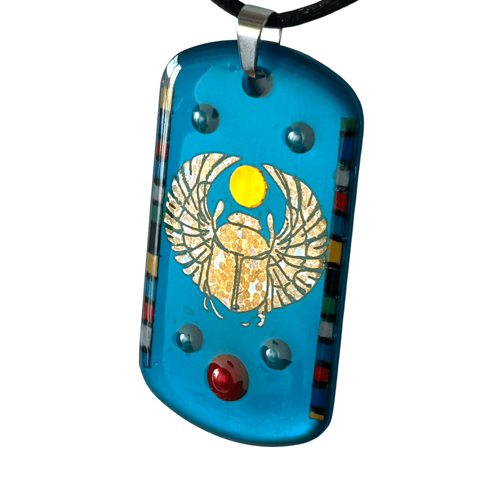 Pendente Egizio Scarabeo solare Khepri - Linea "Blue Nile" - Rinascita rjthw8-is