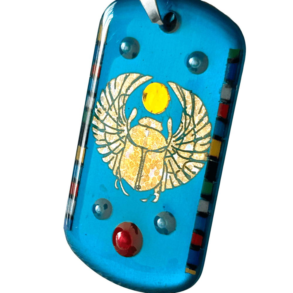 Pendente Egizio Scarabeo solare Khepri - Linea "Blue Nile" - Rinascita rjthw8-is