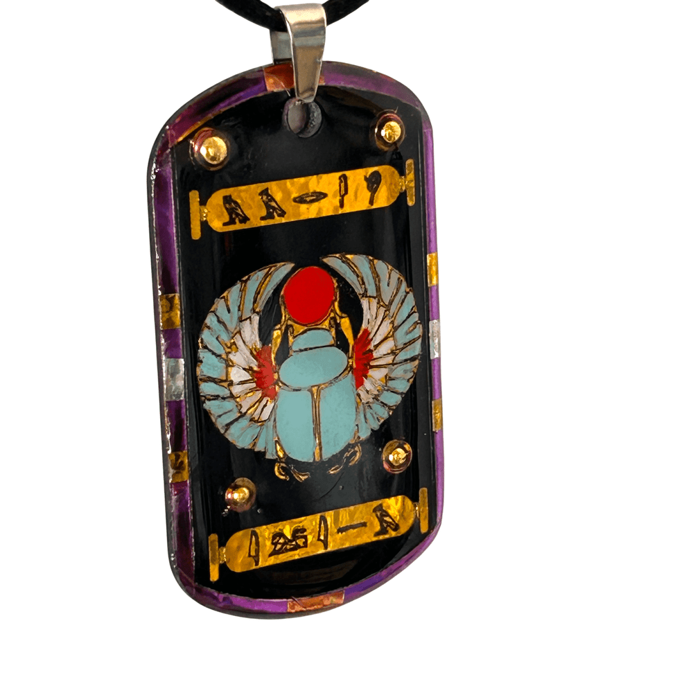 Pendente egizio Scarabeo Alato - con nomi in geroglifico - talismano di Fortuna e Rinascita rjthw8-is