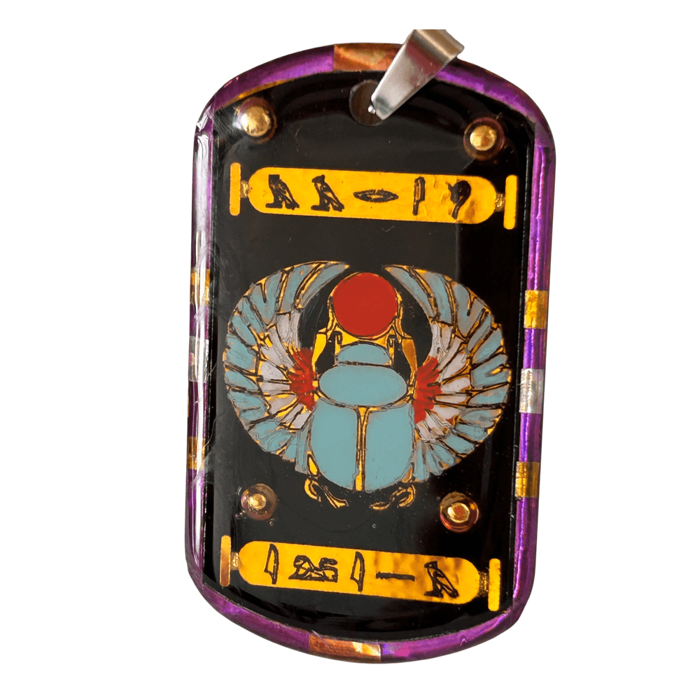 Pendente egizio Scarabeo Alato - con nomi in geroglifico - talismano di Fortuna e Rinascita rjthw8-is